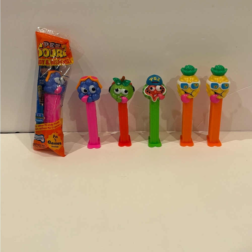 Pez Sour Candy Dispensers Lot of Six